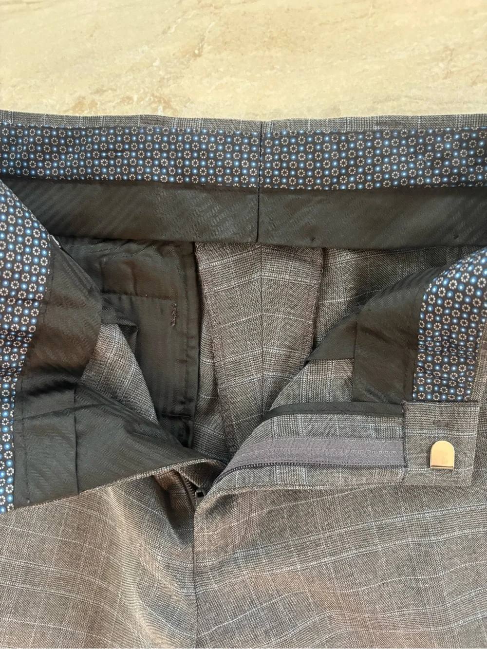 Lauren Ralph Lauren Grey Windowpane Boys Dress Pants 10R